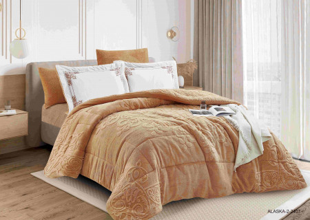 4-Piece Single Winter Comforter Set with Embroidered Pillowcases