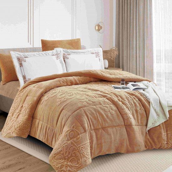 4-Piece Single Winter Comforter Set with Embroidered Pillowcases