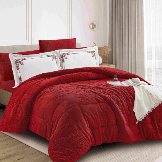 4-Piece Single Winter Comforter Set with Embroidered Pillowcases