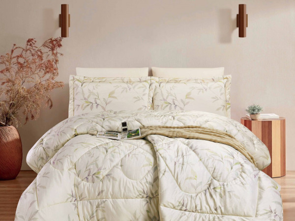 Luxury 6-Piece Comforter Bedding Set – Velvet Front & 100% Cotton Back with Silky Fill (King Size)