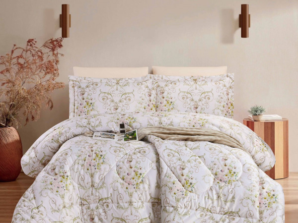 Luxury 6-Piece Comforter Bedding Set – Velvet Front & 100% Cotton Back with Silky Fill (King Size)