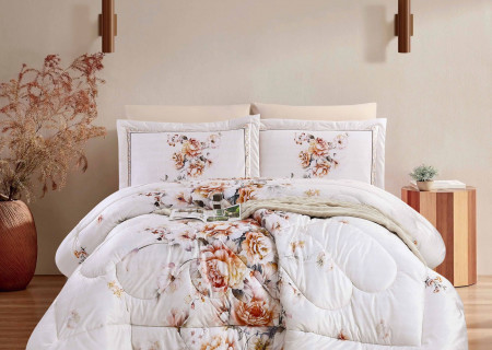 Luxury 6-Piece Comforter Bedding Set – Velvet Front & 100% Cotton Back with Silky Fill (King Size)