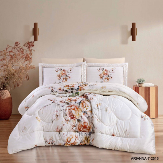 Luxury 6-Piece Comforter Bedding Set – Velvet Front & 100% Cotton Back with Silky Fill (King Size)