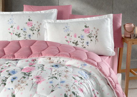 6-Piece Double Super King Size Comforter Set – 100% Turkish Cotton, Double-Face Design