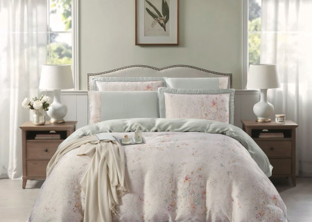 100% Cotton 6 Piece Super King Size Comforter Set - Silk Soft