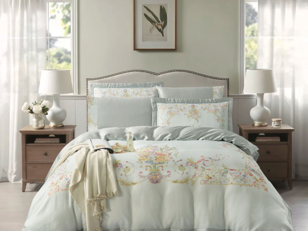 100% Cotton 6 Piece Super King Size Comforter Set - Silk Soft