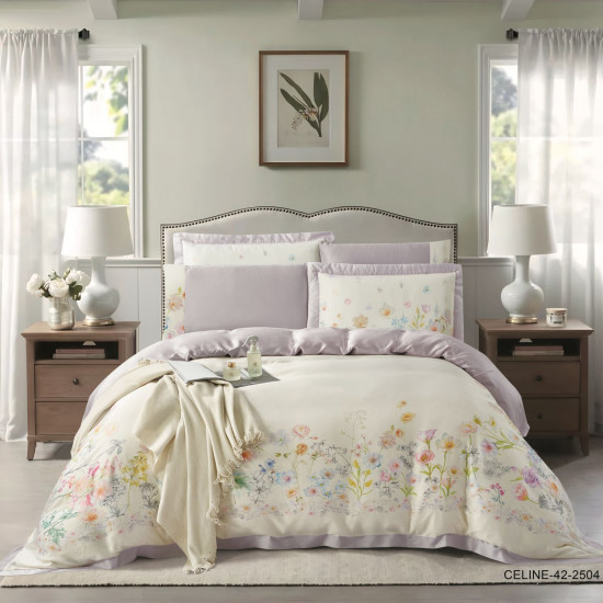 100% Cotton 6 Piece Super King Size Comforter Set - Silk Soft