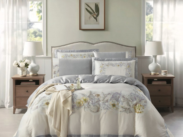 100% Cotton 6 Piece Super King Size Comforter Set - Silk Soft