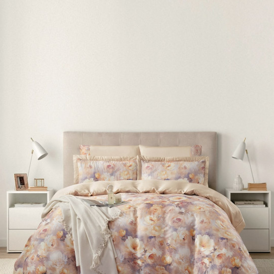 100% Cotton 6 Piece Super King Size Comforter Set - Silk Soft