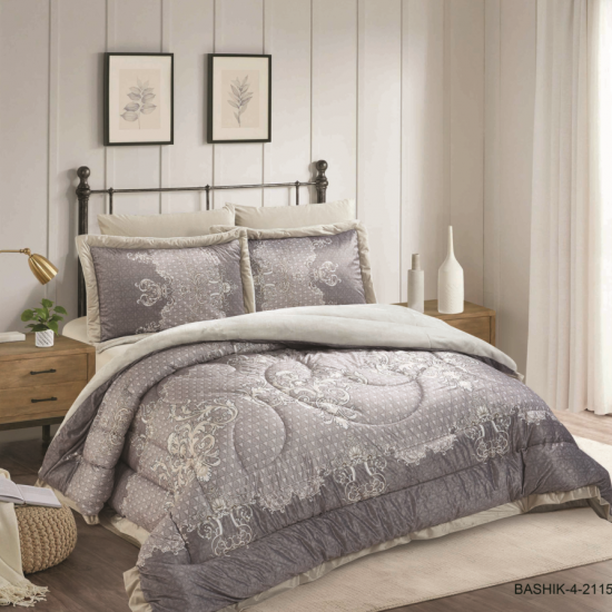 SINGLE SIZE BLANKET COMFORTER 4PCS SET (OUTSIDE VELVET | INSIDE BLANKET)
