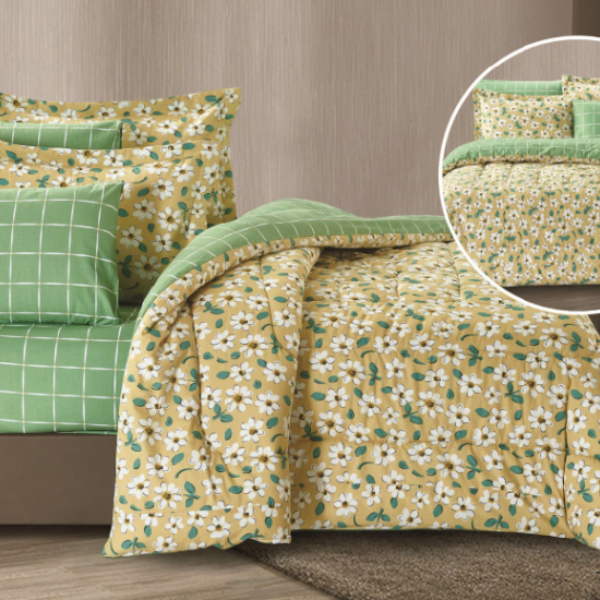 6PC SET DUVET COVER-DOUBLE  - 240x260 - 100%  COTTON (DOUBLE FACE)