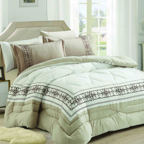 6-Piece Super King Size Comforter Set with Embroidery