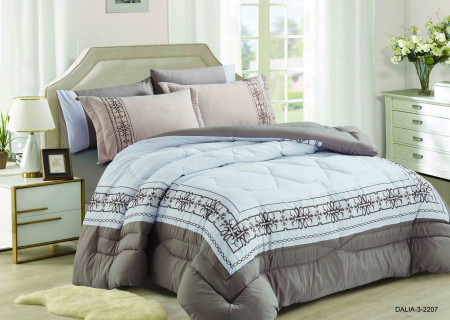 6-Piece Super King Size Comforter Set with Embroidery