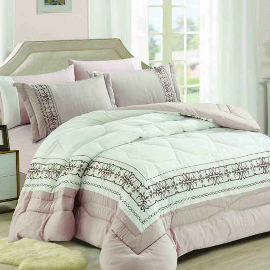 6-Piece Super King Size Comforter Set with Embroidery