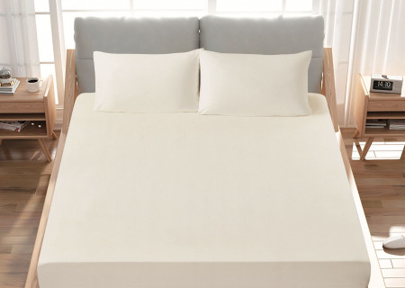 Premium 100% Cotton Fitted Sheet single (125 x 205 + 43 cm) – 1 Fitted Sheet + 1 Pillowcase Set