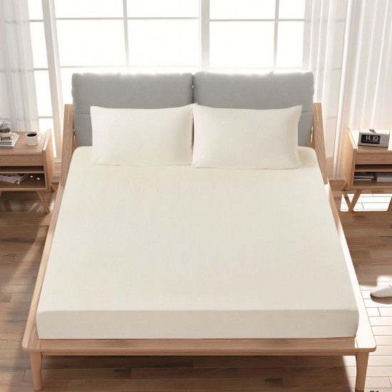 Premium 100% Cotton Fitted Sheet single (125 x 205 + 43 cm) – 1 Fitted Sheet + 1 Pillowcase Set