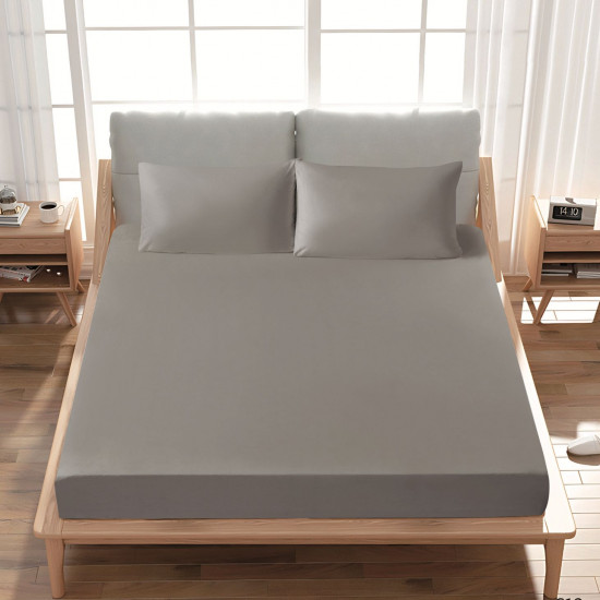 Premium 100% Cotton Fitted Sheet single (125 x 205 + 43 cm) – 1 Fitted Sheet + 1 Pillowcase Set