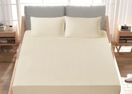 Premium 100% Cotton Fitted Sheet single (125 x 205 + 43 cm) – 1 Fitted Sheet + 1 Pillowcase Set
