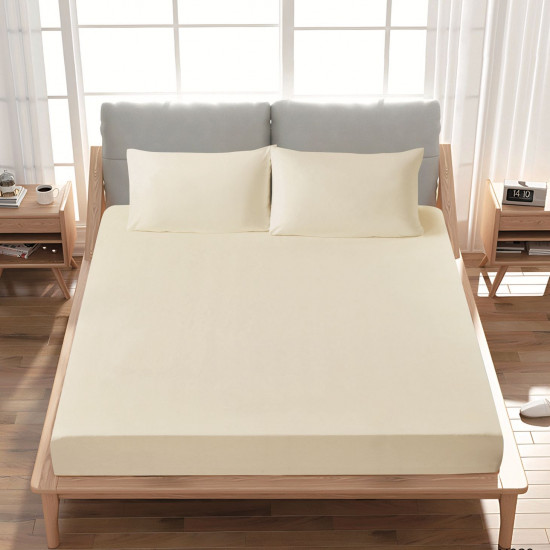 Premium 100% Cotton Fitted Sheet single (125 x 205 + 43 cm) – 1 Fitted Sheet + 1 Pillowcase Set