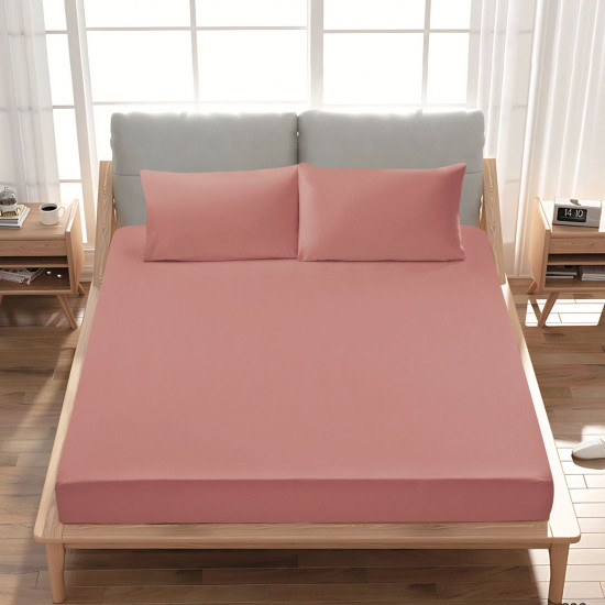 Premium 100% Cotton Fitted Sheet single (125 x 205 + 43 cm) – 1 Fitted Sheet + 1 Pillowcase Set
