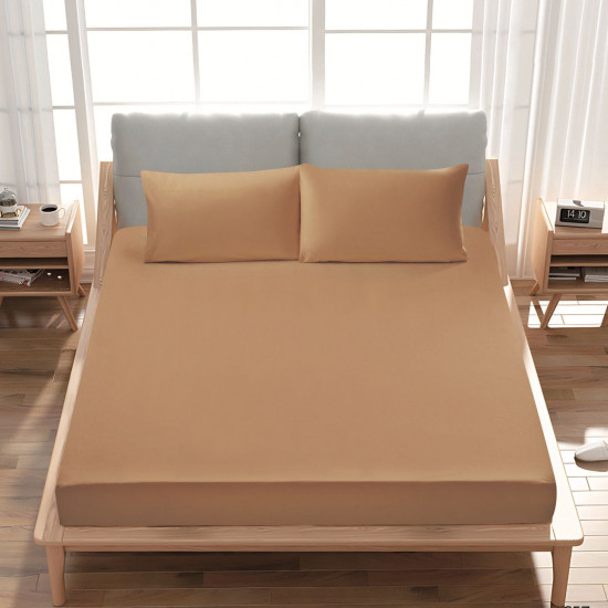 Premium 100% Cotton Fitted Sheet single (125 x 205 + 43 cm) – 1 Fitted Sheet + 1 Pillowcase Set