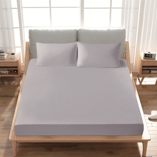 Premium 100% Cotton Fitted Sheet single (125 x 205 + 43 cm) – 1 Fitted Sheet + 1 Pillowcase Set