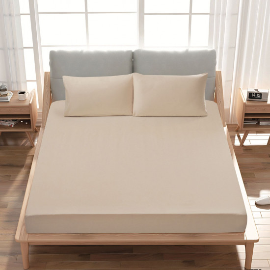 Premium 100% Cotton Fitted Sheet single (125 x 205 + 43 cm) – 1 Fitted Sheet + 1 Pillowcase Set