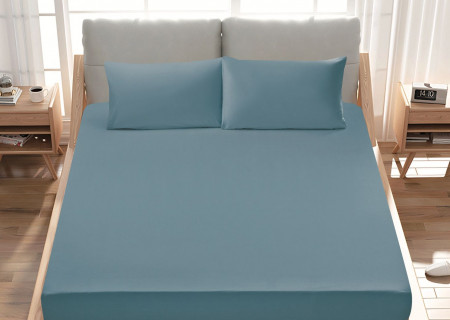 Premium 100% Cotton Fitted Sheet single (125 x 205 + 43 cm) – 1 Fitted Sheet + 1 Pillowcase Set