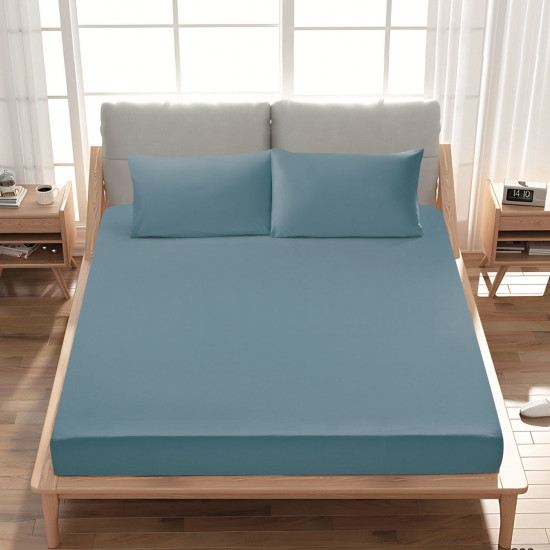 Premium 100% Cotton Fitted Sheet single (125 x 205 + 43 cm) – 1 Fitted Sheet + 1 Pillowcase Set