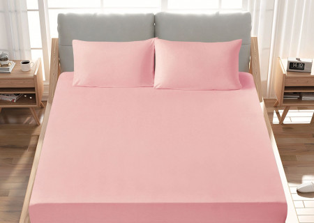 Premium 100% Cotton Fitted Sheet single (125 x 205 + 43 cm) – 1 Fitted Sheet + 1 Pillowcase Set