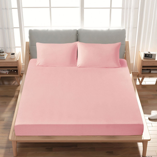 Premium 100% Cotton Fitted Sheet single (125 x 205 + 43 cm) – 1 Fitted Sheet + 1 Pillowcase Set