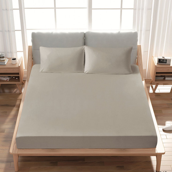 Premium 100% Cotton Fitted Sheet single (125 x 205 + 43 cm) – 1 Fitted Sheet + 1 Pillowcase Set