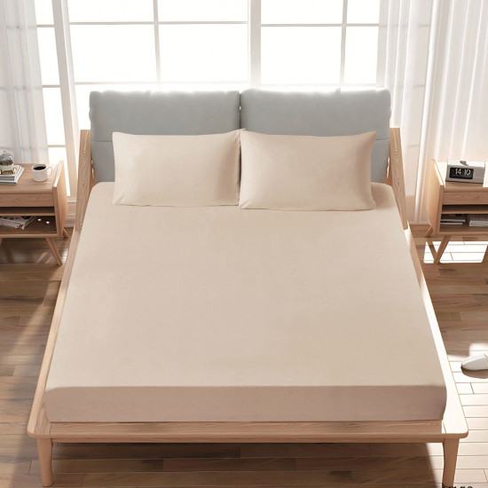 Premium 100% Cotton Fitted Sheet single (125 x 205 + 43 cm) – 1 Fitted Sheet + 1 Pillowcase Set