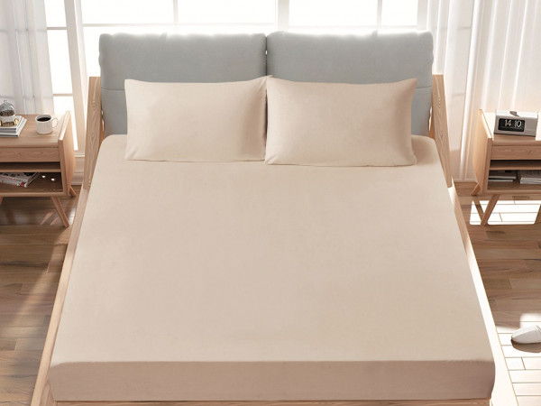 Premium 100% Cotton Fitted Sheet single (125 x 205 + 43 cm) – 1 Fitted Sheet + 1 Pillowcase Set