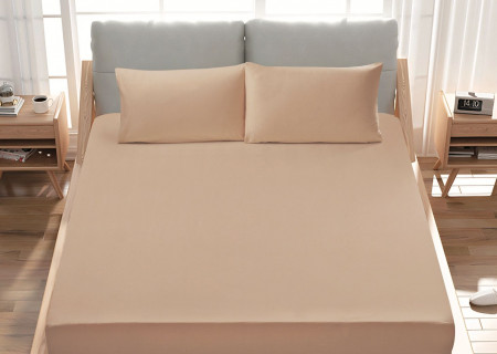 Premium 100% Cotton Fitted Sheet single (125 x 205 + 43 cm) – 1 Fitted Sheet + 1 Pillowcase Set