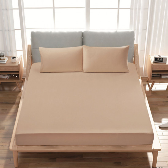 Premium 100% Cotton Fitted Sheet single (125 x 205 + 43 cm) – 1 Fitted Sheet + 1 Pillowcase Set