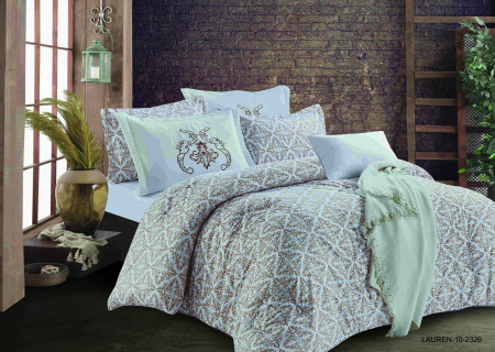 6-Piece Double Super King Size Comforter Set with Embroidered Pillowcases