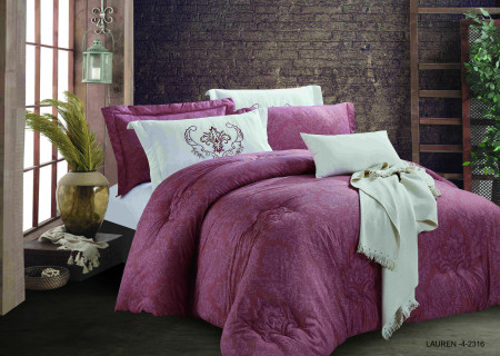 6-Piece Double Super King Size Comforter Set with Embroidered Pillowcases