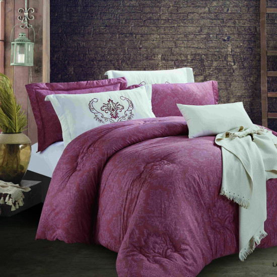 6-Piece Double Super King Size Comforter Set with Embroidered Pillowcases