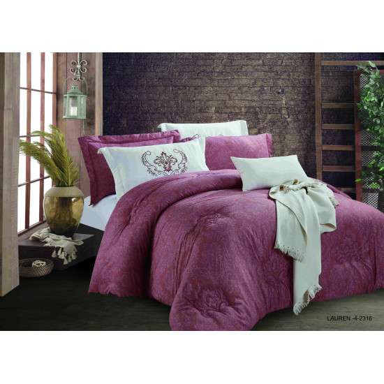 6-Piece Double Super King Size Comforter Set with Embroidered Pillowcases