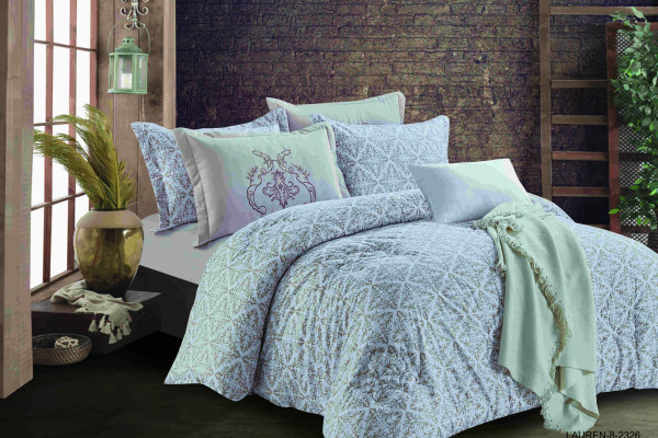 6-Piece Double Super King Size Comforter Set with Embroidered Pillowcases