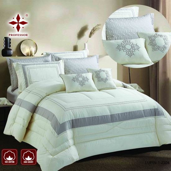 10-Piece Double Super King Size Comforter Set – 100% Cotton Embroidered