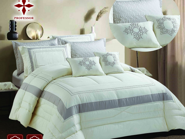 10-Piece Double Super King Size Comforter Set – 100% Cotton Embroidered