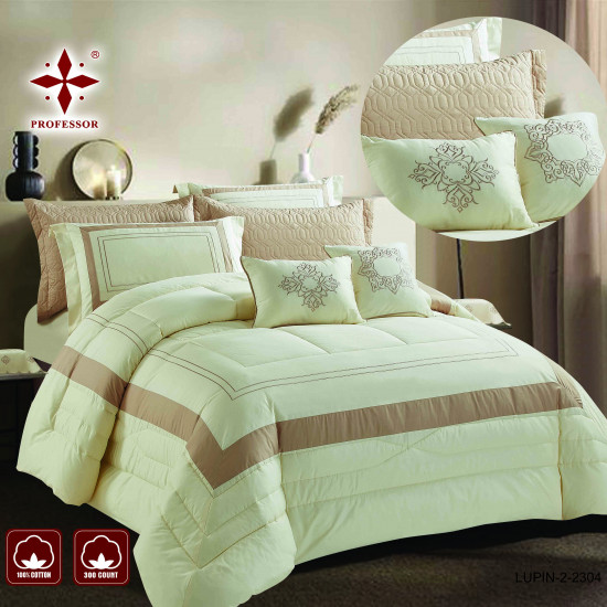 10-Piece Double Super King Size Comforter Set – 100% Cotton Embroidered