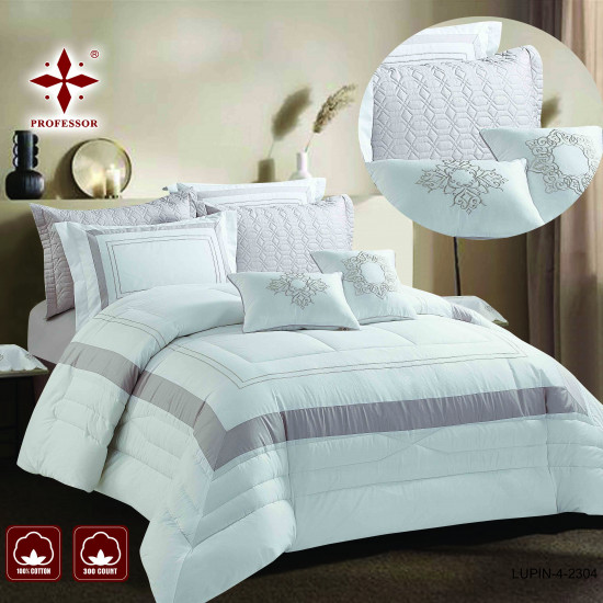 10-Piece Double Super King Size Comforter Set – 100% Cotton Embroidered