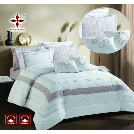 10-Piece Double Super King Size Comforter Set – 100% Cotton Embroidered