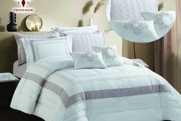 10-Piece Double Super King Size Comforter Set – 100% Cotton Embroidered