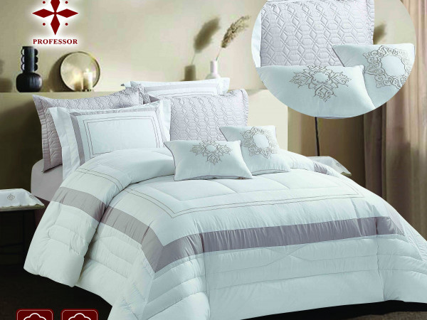 10-Piece Double Super King Size Comforter Set – 100% Cotton Embroidered