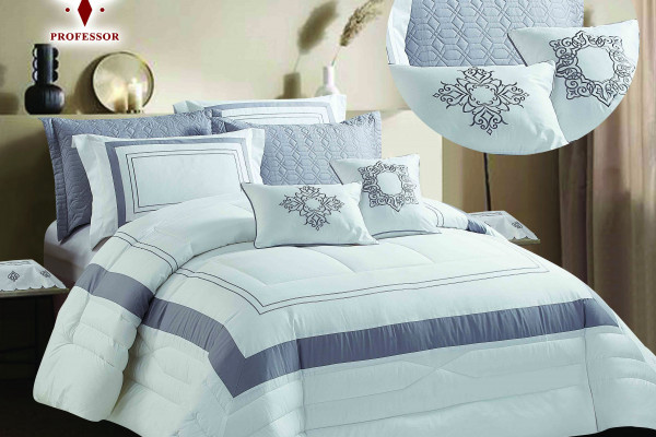 10-Piece Double Super King Size Comforter Set – 100% Cotton Embroidered