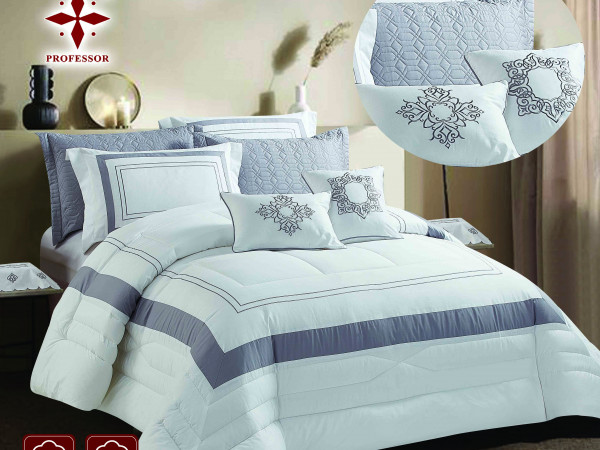 10-Piece Double Super King Size Comforter Set – 100% Cotton Embroidered